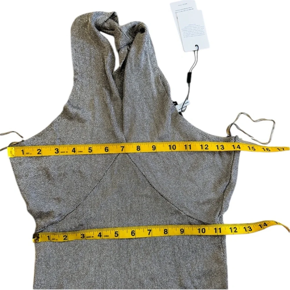 Reiss metallic criss cross halter top in silver NEW - Picture 7 of 9